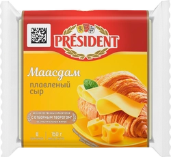 Сыр плавленый PRESIDENT Маасдам 40%, без змж, 150г