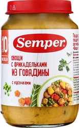 Пюре мясо-овощное SEMPER Овощи с фрикадельками из говядины, с 10 
месяцев, 190г