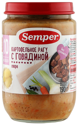 Пюре мясо-овощное SEMPER Говядина с картофелем, с 10 месяцев, 190г