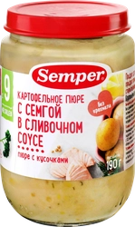 Пюре рыбно-овощное SEMPER Картофельное пюре с семгой в сливочном соусе, с 12 месяцев, 190г