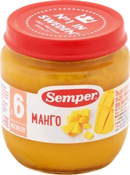 Пюре фруктовое SEMPER Манго, с витаминами, с 6 месяцев, 125г