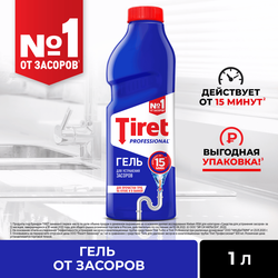 Гель для удаления засоров в канализационных трубах TIRET Professional, 1л