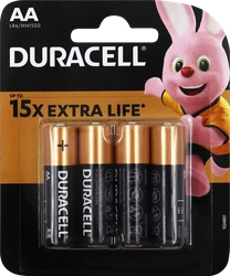 Батарейки щелочные DURACELL АА/LR6, 4шт