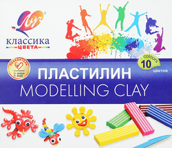 Пластилин ЛУЧ Классика 10 цветов, со стеком Арт. 7С304-08, 200г