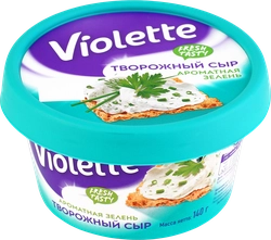 Сыр творожный КАРАТ Violette с зеленью 70%, без змж, 140г