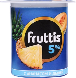 Продукт йогуртный FRUTTIS Сливочный Персик, маракуйя/Ананас, дыня 5%, без змж, 115г