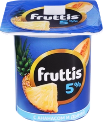 Продукт йогуртный FRUTTIS Сливочный Персик, маракуйя/Ананас, дыня 5%, без змж, 115г