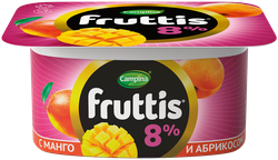 Продукт йогуртный FRUTTIS Суперэкстра Абрикос, манго/Лесные ягоды 8%, без змж, 115г