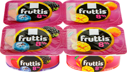 Продукт йогуртный FRUTTIS Суперэкстра Абрикос, манго/Лесные ягоды 8%, без змж, 115г