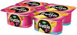 Продукт йогуртный FRUTTIS Суперэкстра Малина/Ананас, дыня 8%, без змж, 115г