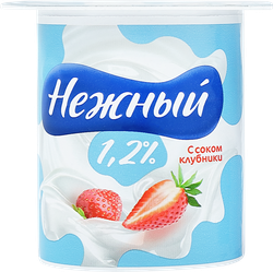 Продукт йогуртный CAMPINA Нежный с соком клубники 1,2%, без змж, 100г