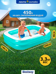 Бассейн надувной детский BESTWAY 450л 200х146х48см, Арт. 54005