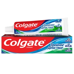 Зубная паста COLGATE Тройное действие Натуральная мята для защиты от кариеса, удаления потемнений с зубов и свежего дыхания, 100мл