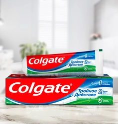 Зубная паста COLGATE Тройное действие Натуральная мята для защиты от кариеса, удаления потемнений с зубов и свежего дыхания, 100мл