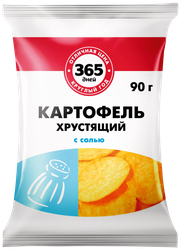 Чипсы картофельные 365 ДНЕЙ Картофель хрустящий с солью, 90г