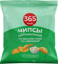 Чипсы картофельные 365 ДНЕЙ Картофель хрустящий со вкусом лука в сметане, 90г