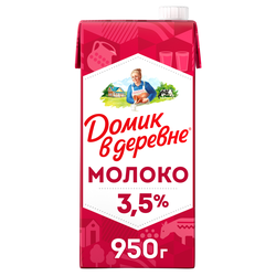 Молоко ультрапастеризованное ДОМИК В ДЕРЕВНЕ 3,5%, без змж, 950г