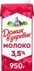 Молоко ультрапастеризованное ДОМИК В ДЕРЕВНЕ 3,5%, без змж, 950г