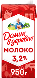 Изображение товара Молоко ультрапастеризованное ДОМИК В ДЕРЕВНЕ 3,2%, без змж, 950г