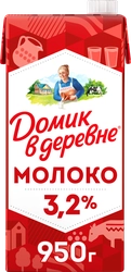 Молоко ультрапастеризованное ДОМИК В ДЕРЕВНЕ 3,2%, без змж, 950г