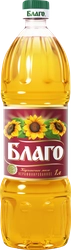 Масло подсолнечное БЛАГО Душистое, нерафинированное высший сорт, 1л