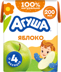 Сок детский АГУША Яблоко осветленный, с 4 месяцев, 200мл