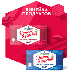 Масло сливочное ДОМИК В ДЕРЕВНЕ 82,5%, без змж, 180г
