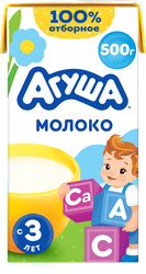 Изображение товара Молоко стерилизованное детское АГУША 3,2% обогащенное витаминами, с 3 лет, без змж, 500мл