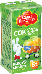 Сок САДЫ ПРИДОНЬЯ Яблоко, абрикос с мякотью, с 5 месяцев, 125мл