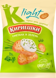 Сухарики хрустящие КИРИЕШКИ Light Сметана с зеленью, 80г