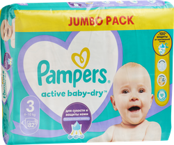 Подгузники детские PAMPERS Active Baby-Dry Midi 3, 6–10кг, 82шт