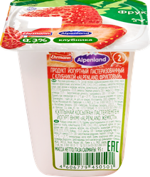 Продукт йогуртный EHRMANN Аlpenland Клубника, персик, маракуйя 0,3%, без змж, 95г