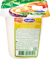 Продукт йогуртный EHRMANN Аlpenland Клубника, персик, маракуйя 0,3%, без змж, 95г