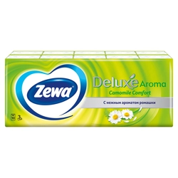 Платочки бумажные носовые ZEWA Deluxe Ромашка 3-слоя, 10шт