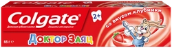 Зубная паста детская COLGATE Доктор Заяц со вкусом клубники, защита от кариеса с фторидом, с 2 лет, 50мл