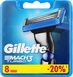 Кассеты сменные для бритья GILLETTE Mach3 Turbo, 8шт