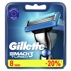 Кассеты сменные для бритья GILLETTE Mach3 Turbo, 8шт