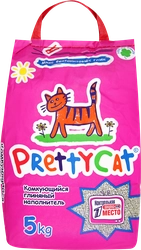 Наполнитель бентонитовый для туалета домашних животных PRETTYCAT комкующийся, 5кг