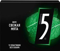 Жевательная резинка FIVE Свежая мята без сахара, 31,2г