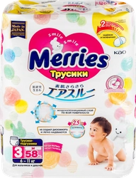 Подгузники-трусики детские MERRIES М 6–11кг, 58шт