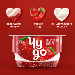 Десерт творожный ЧУДО Творожок взбитый двухслойный Клубника, земляника 4%, без змж, 100г