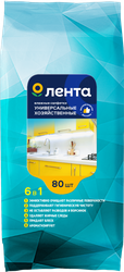 Изображение товара Салфетки хозяйственные ЛЕНТА влажные, универсальные 6в1, 80шт