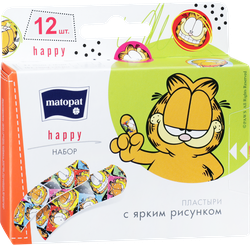 Пластыри MATOPAT Happy цветные, 12шт