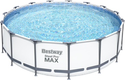 Бассейн каркасный BESTWAY Steel Pro Max 16015л 457х122см, с фильтром-
насосом, лестницей и тентом,Арт. 56438