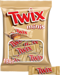 Изображение товара Конфеты TWIX Minis с печеньем и карамелью, покрытые молочным шоколадом, 184г