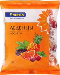 Леденцы ЛЕНТА Мини ассорти, 250г