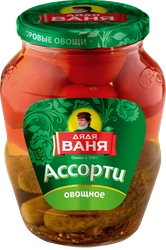 Ассорти маринованное ДЯДЯ ВАНЯ огурцы и томаты, 680г