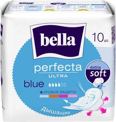 Прокладки гигиенические BELLA Perfecta Ultra Blue впитывающие, воздухопроницаемые, 10шт