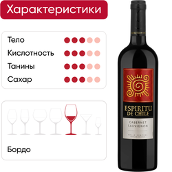 Вино ESPIRITU DE CHILE Каберне Совиньон Валле Централь красное полусладкое, 0.75л