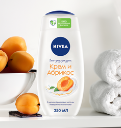Гель-уход для душа NIVEA Крем и абрикос увлажняющий, 250мл
